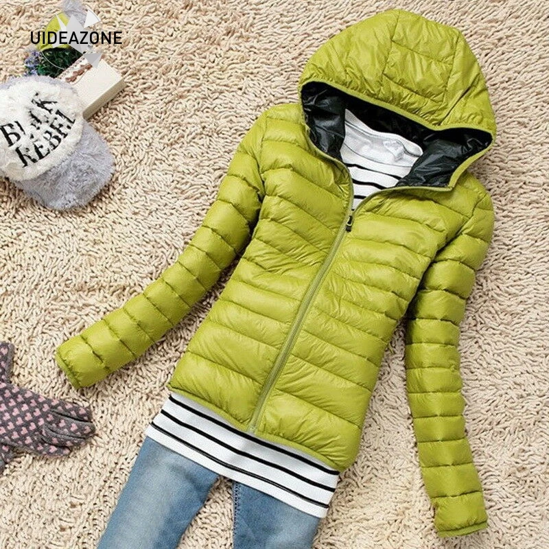 Легкая пуховая куртка, парки, базовые зимние куртки, осенне-зимнее приталенное короткое теплое пуховое пальто с капюшоном, женская верхняя одежда - Цвет: XNC106YW
