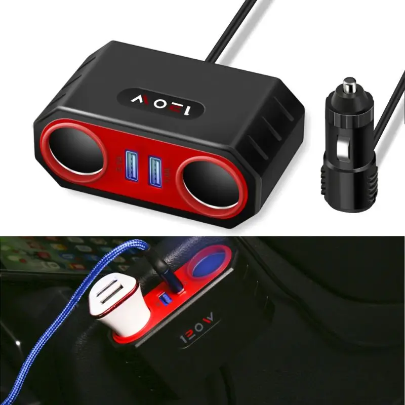 Автомобильное заднее сиденье двойной USB телефон зарядное устройство прикуриватель адаптер питания Q84A