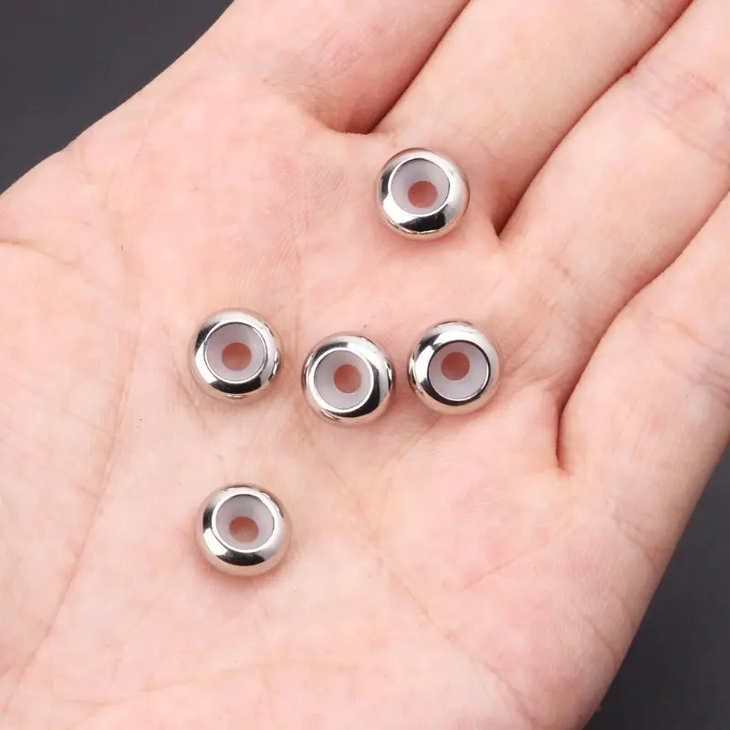 10 шт. нержавеющая сталь, каучук вставки ограничитель бусины для Add-a-Beads браслет