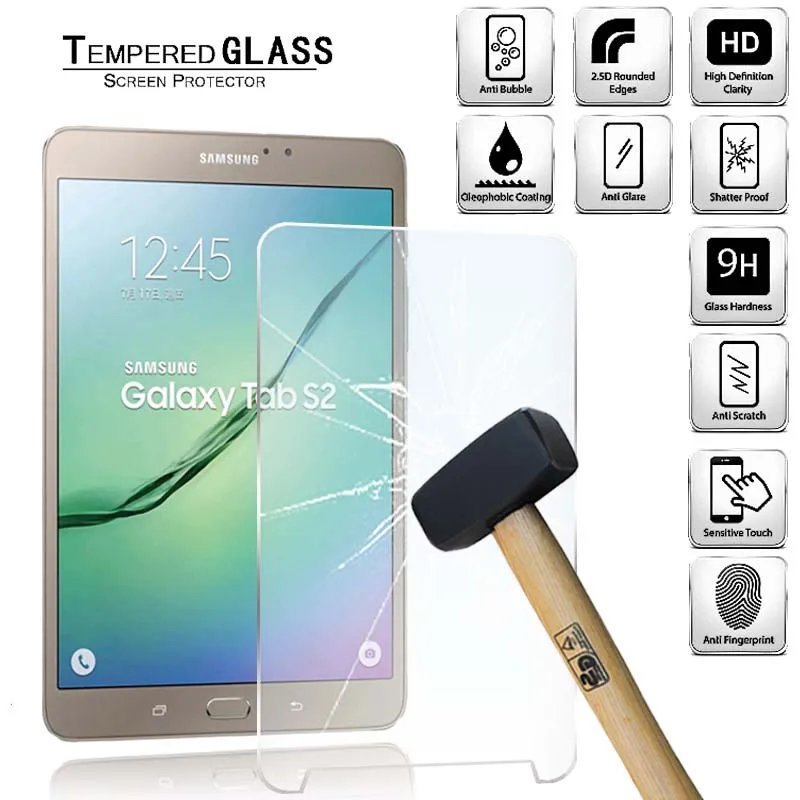 

Tablet Tempered Glass Screen Protector Cover for Samsung Galaxy Tab S2 8.0 T710 T713 T719 Anti-Fingerprint Tempered Film