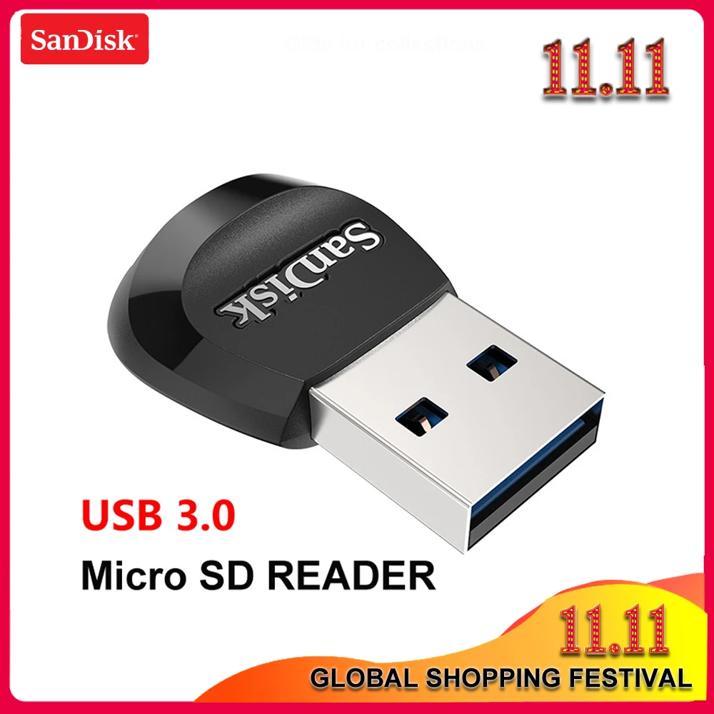 Двойной Флеш-накопитель SanDisk Mobilemate Micro SD карт ридер USB 3,0 считыватель Скорость до 170 МБ/с. для UHS-I Micro SDHC Micro SDXC и карты памяти TF