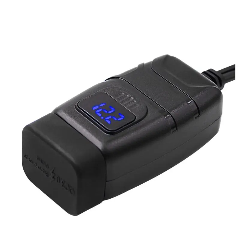 12V SAE к usb-адаптеру с переключатель вольтметра мотоцикл Водонепроницаемый двойной QC3.0 USB Зарядное устройство для смарт-телефонов и планшетных gps