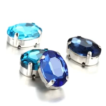 

Pretty Fancy Blue Oval K9 Glass Rhinestones Vogue Glass Strass Crystal With Copper Claws For Sew On Clothing Crafts Bags Dress