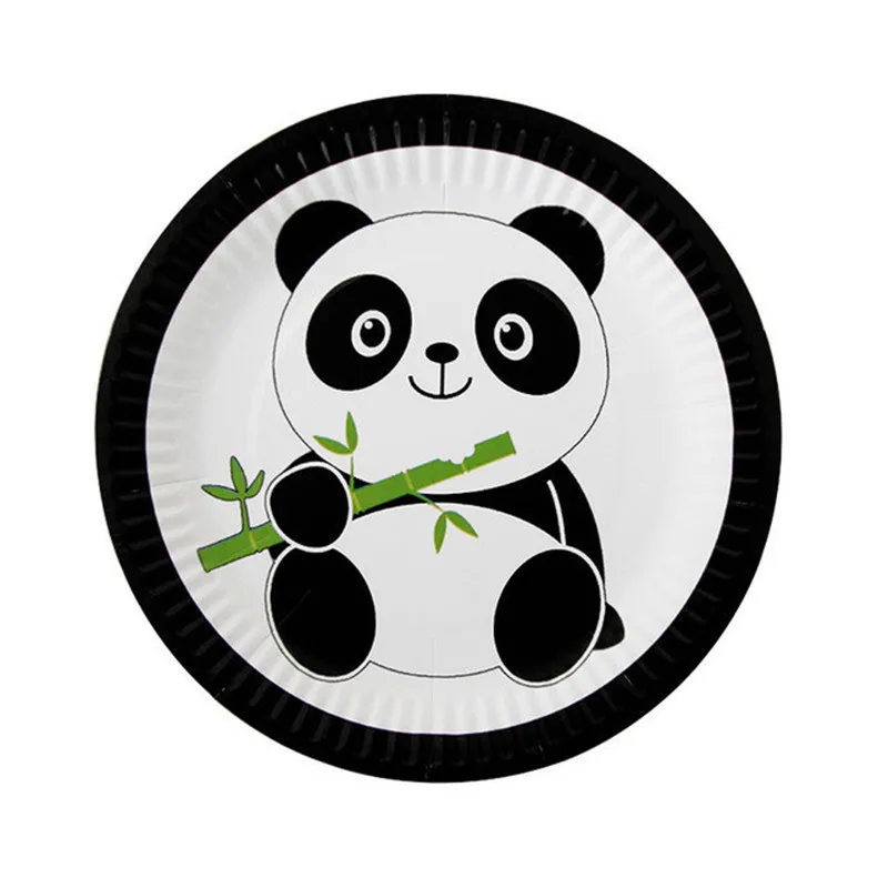 

Panda Theme Party Tableware Set Disposable Paper Plate Cup Tablecloth Cake Topper Happy 1ST Birthday Party Supplies For Boys