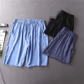 

Summer Men's Large Size Loose Cool Comfortable Five-point Sleeping Pajama Shorts Black Men's Casual Home See Through Shorts Men