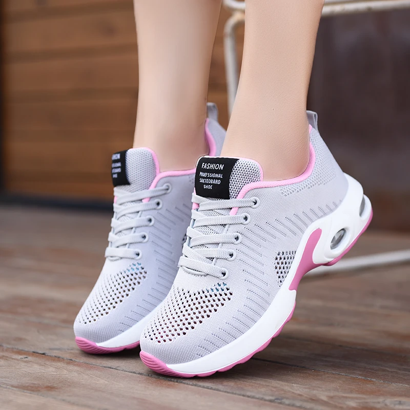 

Ladys Sport Shoe Air Cushion Walking Shoes(Knit Mesh Upper) Breathable Damping Non-slip Four Seasons Wearable