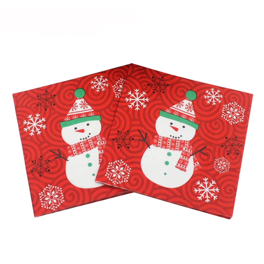

INS 20sheets/bag 33cm Festival Napkins Cloth Square Christmas Paper Napkin Pocket Handkerchief For Home Xmas Table Decoration