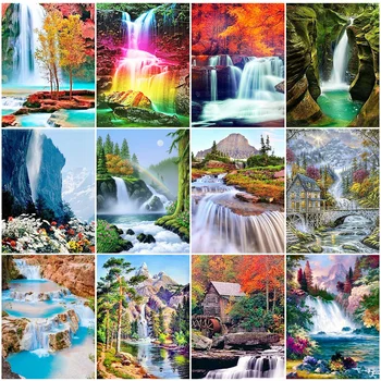 

HUACAN 5D Diamond Painting Full Square Landscape New Arrival Embroidery Waterfall Home Decoration Diamond Art