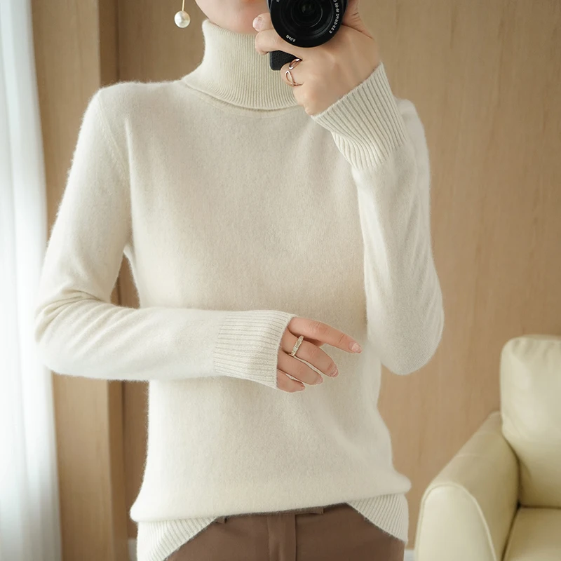100%Wool Knitting  and Jumper Turtleneck Tops