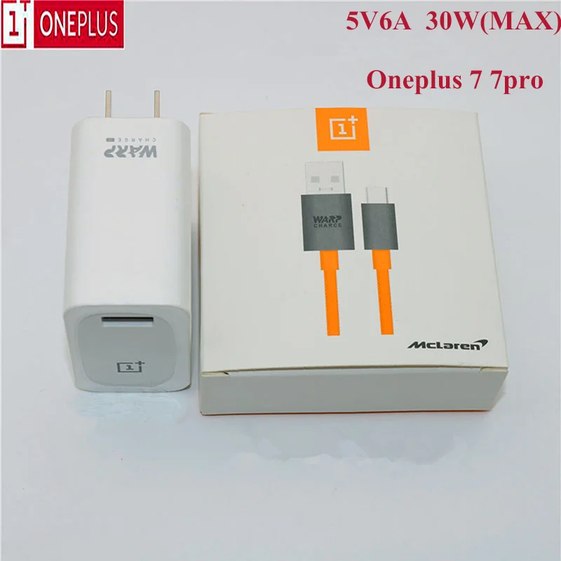Оригинальное быстрое зарядное устройство One plus 7 Pro EU 5V6A mlaren Оранжевый кабель для зарядки type-C 100 см кабель для передачи данных 1+ 7 6 6T 5 5T 3T