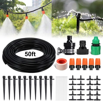 

Outdoor Garden irrigation 15M Automatic Micro Drip Irrigation Garden Spray Self Misting Watering Kits Dripper Atomizer Sets