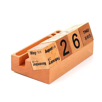 

Wooden Perpetual Calendar Calendar Simple Home Desktop Study Desk Wooden Calendar Blocks Ornaments