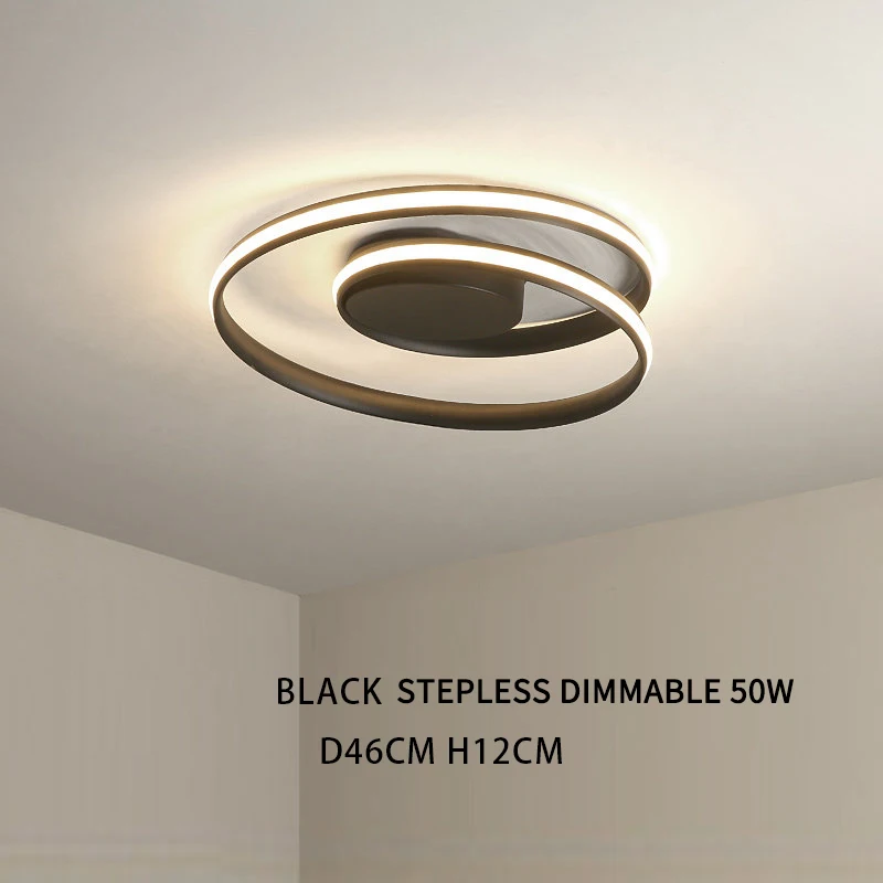 STEPLESS DIMMABLE Прямоугольный светодиодный потолочный светильник для гостиной, черный, белый цвет, лампа с регулируемой яркостью, пульт дистанционного управления для фойе, кухни, потолочное освещение - Цвет корпуса: STEPLESS DIMMABLE