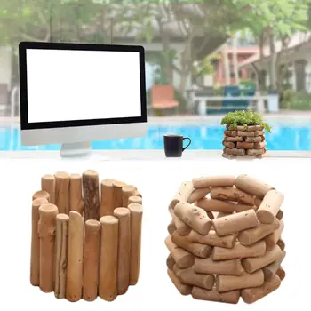 

Natural Wooden Succulent Flower Planter Small Garden Windowsill Plant Pot Cactus Herb Planter For Home And Office Decoration