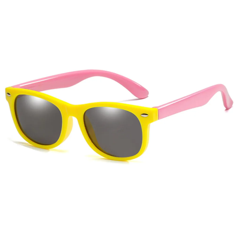 yellow pink Новые Детские поляризованные солнцезащитные очки TR90 для мальчиков и девочек Солнцезащитные очки силиконовые защитные очки подарок для детей Детские UV400 очки - Цвет линз: yellow pink