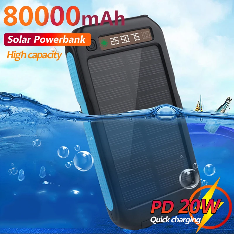 samsung battery pack Hot 80000mAh Solar Power Bank Waterproof External Battery Portable Outdoor Travel Mobile Phone Charger for Xiaomi Samsung iPhone good power bank