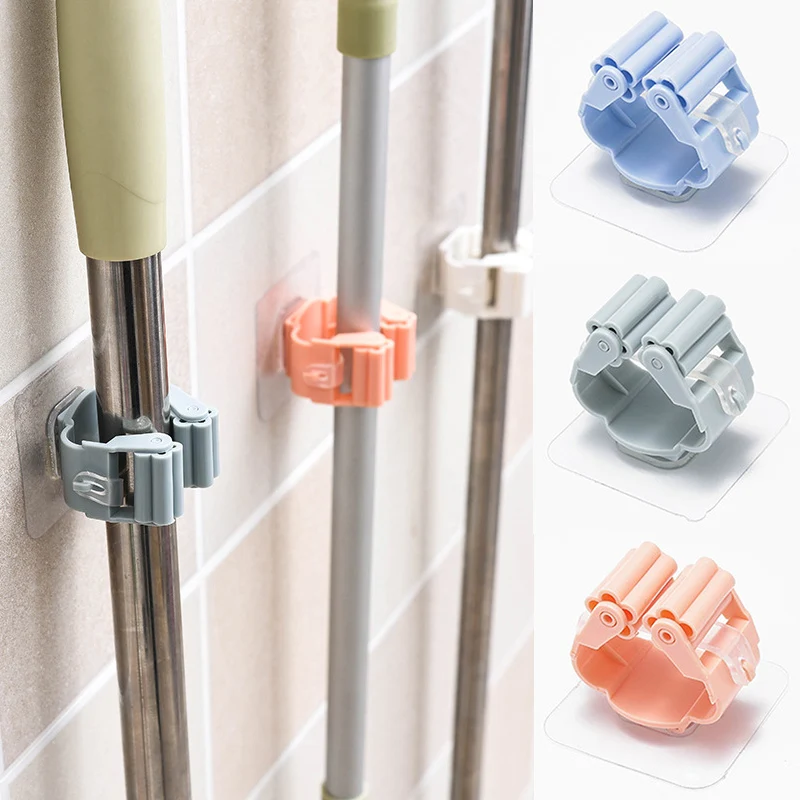 

On Walls Mop And Broom Holder Folding Rack Hanger ABS Hot Sale Popular Mop Organizer Seamless Storage Rack 1PC Kitchen Tool