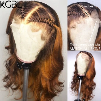 

KGBL Transparent 13*6 Body Wave Wig Middle Ration Skin Melt pre-plucked Human Hair Wigs 8“-24“ For Black Women130 150 densiy