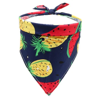 

Summer Fruit Pineapple Print Dog Cat Scarf Triangle Towel Pet Dog Bandana Adjustable Cotton Puppy Dog Scarf For Small Medium Dog