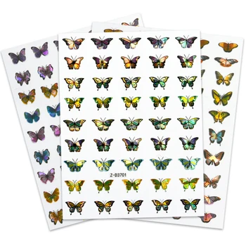

1 sheet Laser Glitter 3D Nail Sticker Colorful Butterfly Series DIY Design Nail Decals Manicure Tool Nail Art Decorations