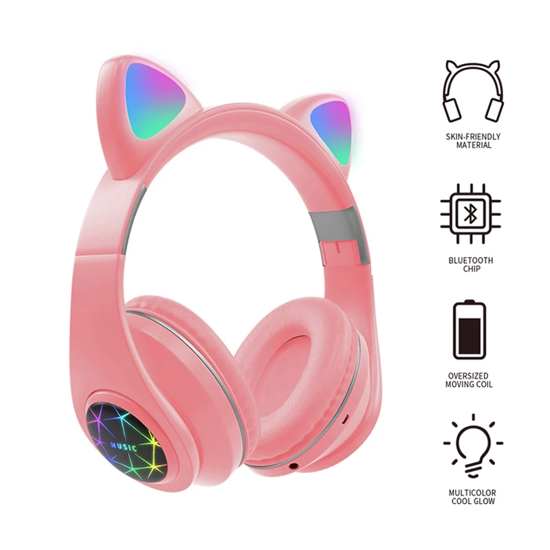 Кошачьими ушками Беспроводной наушники fone ouvido bluetooth с цветовой моделью RGB Вспышка