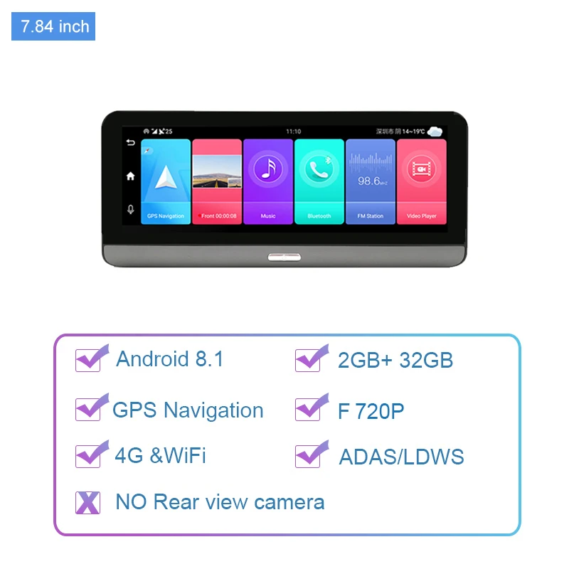 Anfilite P03 8 Inch Android 8.1 Dashcam ADAS  WiFi GPS Navigation 4G Remote Monitor Automobile Video Recorder Free Maps 2GB+32GB gps navigation for car Vehicle GPS Systems