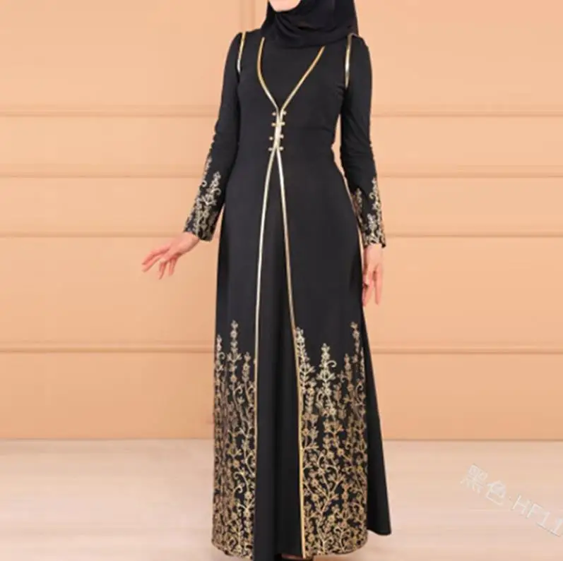 Black Dress Vestidos длинное мусульманское абайя Турция исламский, Арабский Платье хиджаб Caftan Дубай Кафтан марокканский Tesettur Elbise одеяние мусульмане Longue - Цвет: Black Dress