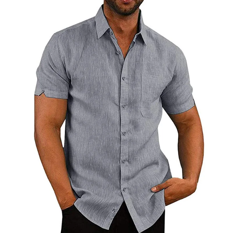 Men Cotton Linen Short Sleeve Button Down Casual Shirts Tops for Summer H9 Men Cotton Linen Short Sleeve Button Down Casual Shirts Tops for Summer H9