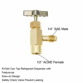 

R134A Can Tap Refrigerant Dispenser With Tank Adapter, 1/4'' Male Port Screw Saf With Manual Punch/valve Control