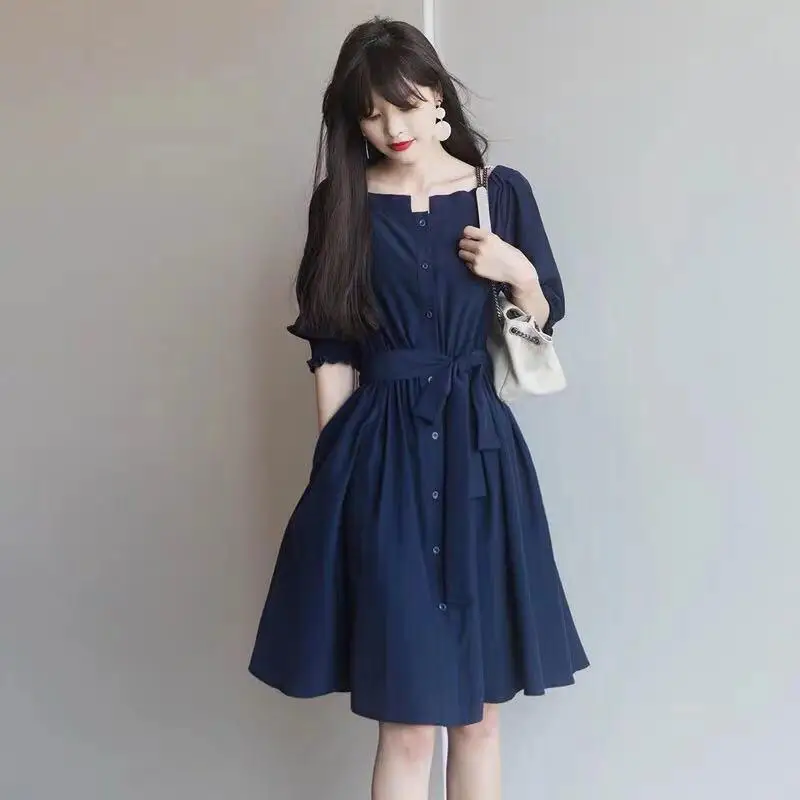 Новое летнее Голубое Кружевное платье года - Цвет: The picture color