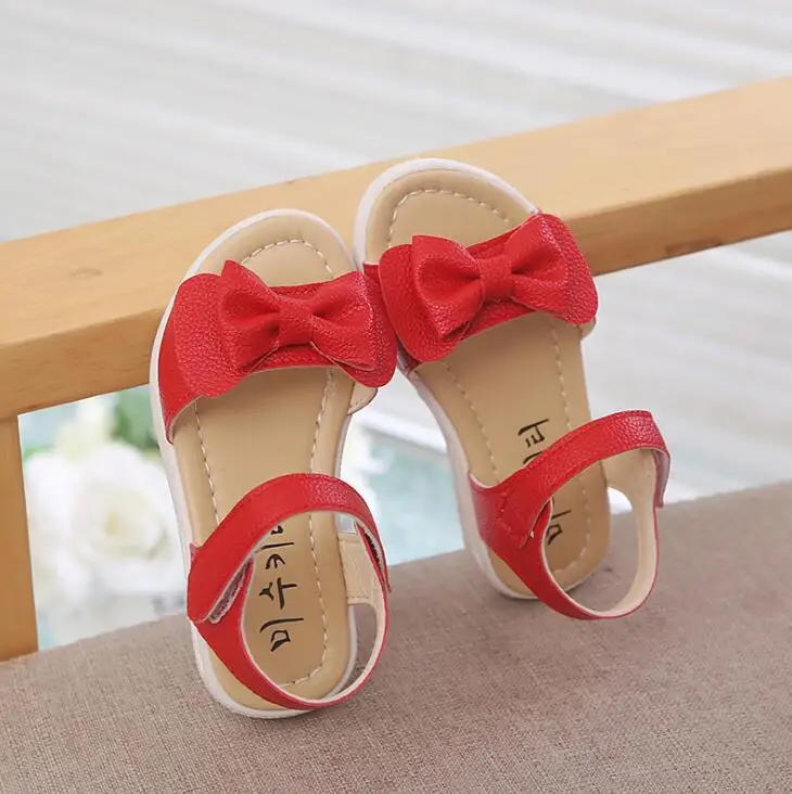 Sandalias para niñas 2020, novedad de verano, sandalias coreanas de princesa con lazo para niños pequeños, sandalias Boca de pescado de fondo suave para la playa