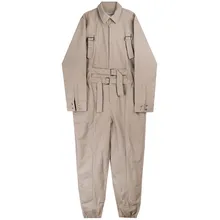 Комбинезоны с длинным рукавом Комбинезоны для мужчин повязки цельные брюки карго Мужская мода комбинезон цвета хаки цельный костюм рабочая одежда