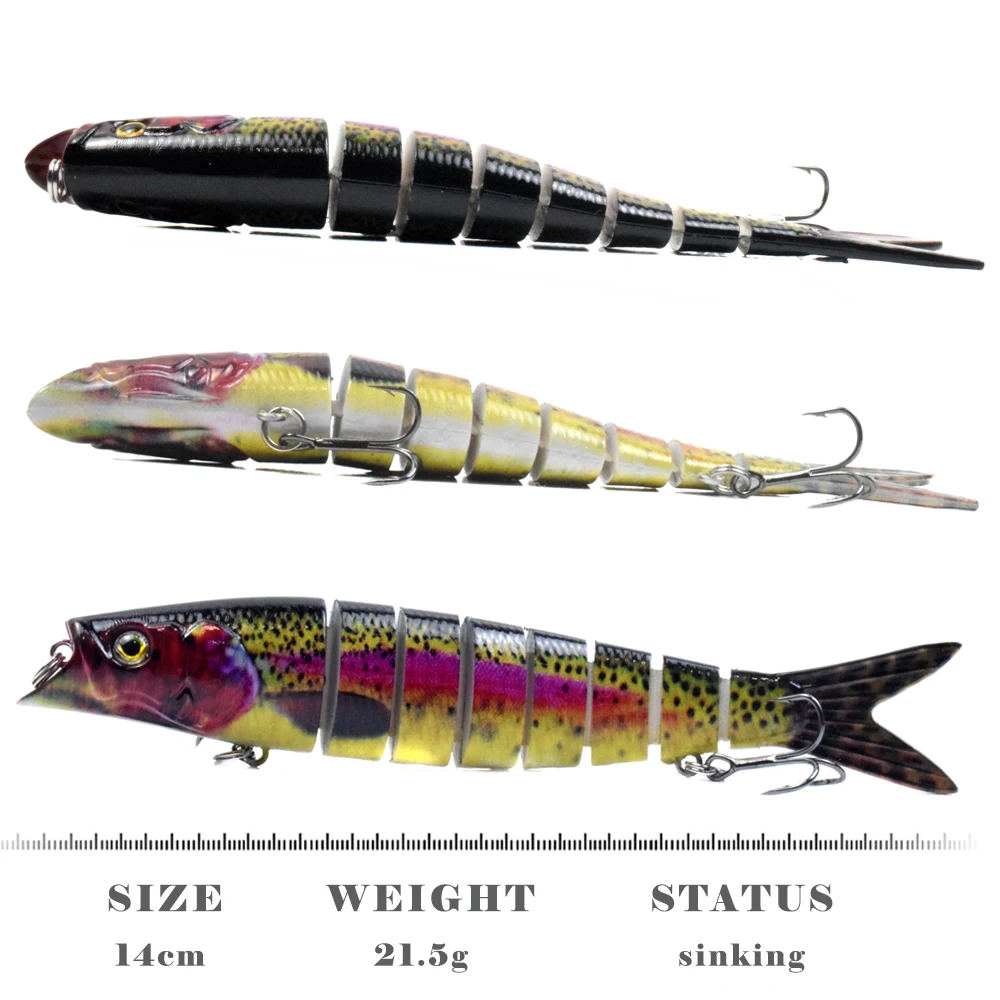 CCLTBA 14cm 21.5g Trout Multi Jointed Swimbait S Swimming Action Fishing  Wobbler Lip mouth Trout Artificial Fishing Lure bait