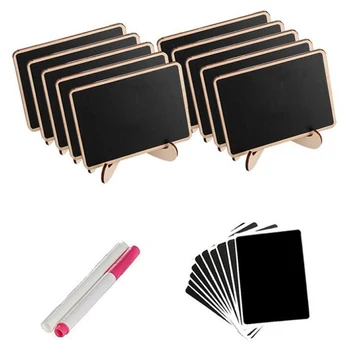 

Mini Chalkboard Label Signs, 10 Pack Framed Easel Stand Wooden Blackboard for Buffet Food Signs, Wedding Place Cards