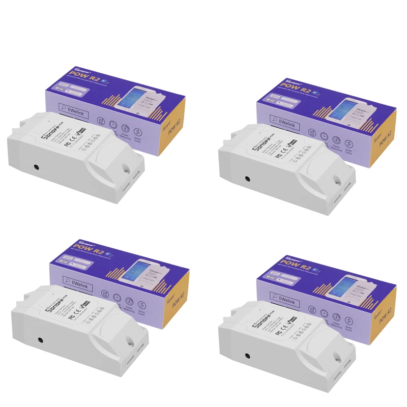 4PCS 1/2/3/4/5/10 шт. Sonoff Pow R2 основные умный дом переключатель Wi-Fi Управление; приложение Дистанционное Управление Domotica устройства Google Home Alexa - Комплект: 4PCS