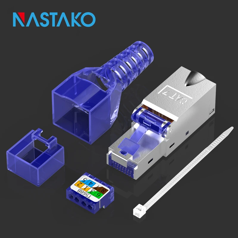 Cat7 Connector RJ45 Cat 7 Conector STP Shielded Ethernet 8P8C Plug Tool  Free Connection Repeatable Using For 23-26AWG Cable