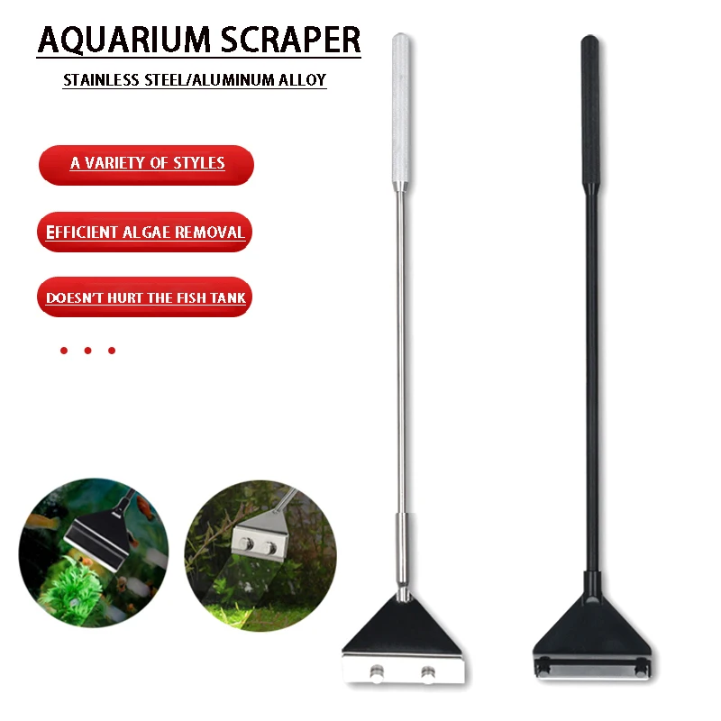 ZRDR-Kit de limpieza de algas del tanque para acuario, cuchilla para rascar agua acuática, planta vivo, hierba, multiherramienta, acero inoxidable