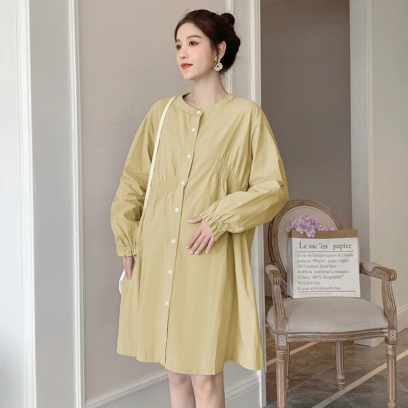 Корейская мода 6639 # осенние хлопковые блузки для беременных с длинным рукавом