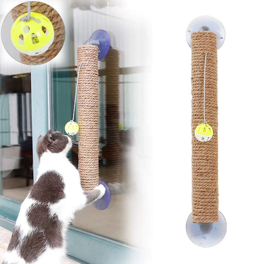 

2019 New Pet Cat Scratching Post Sucker Cat Toy for Window or Wall Cat Scratcher Toy High Quality