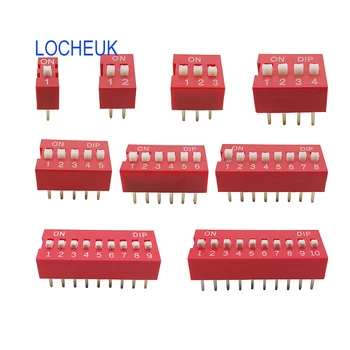 

10pcs Slide Type Switch Module 1 2 3 4 5 6 8 9 10PIN 2.54mm Position Way DIP Red Pitch Toggle Switch Red Snap Switch Dial Switch