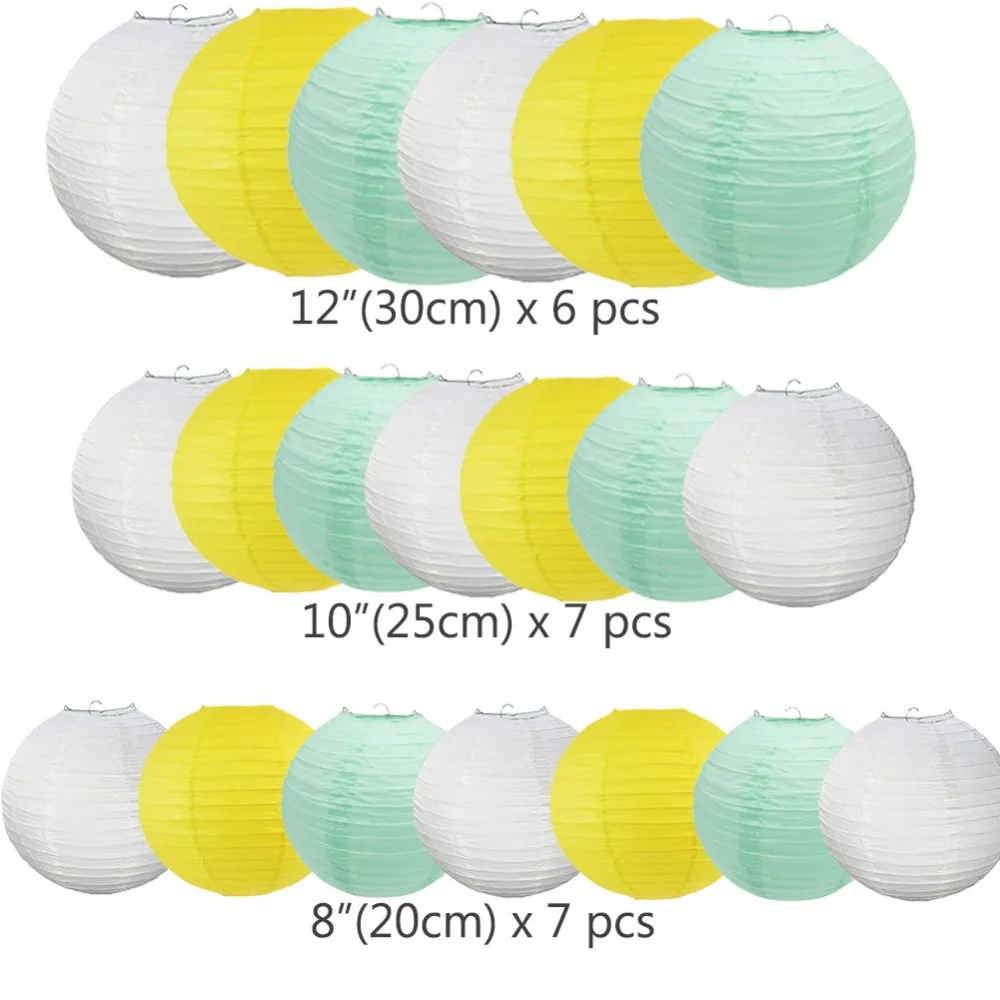 20 шт "-12" Китайский Японский бумажный фонарь смешанный белый мятный лимон бумага Lampion lanterne папье для украшения свадебных вечеринок