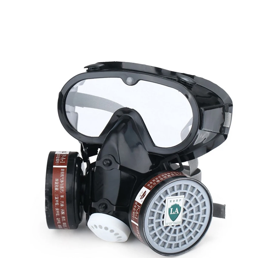 Респиратор маска полная лицевая маска противогаз с очками многоразовая профессиональная дыхательная защита от пыли, органических паров - Цвет: A