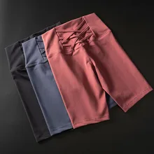 Женские спортивные шорты с высокой талией, одноцветные обтягивающие шорты, шорты с эффектом пуш-ап, Короткие штаны для спортзала, компрессионная одежда для фитнеса и тренировок