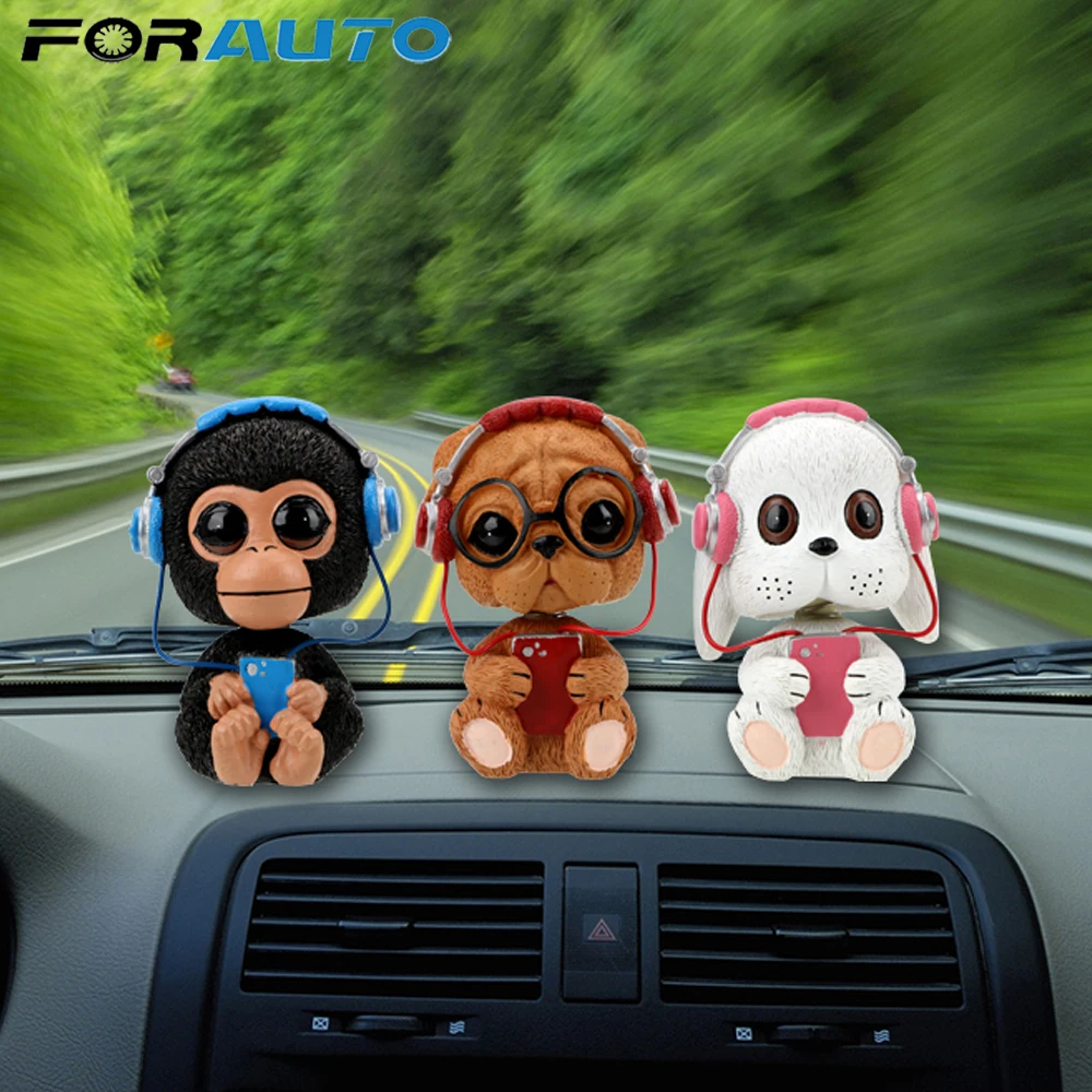 FORAUTO Автомобильные Игрушки для приборной панели качающаяся голова куклы музыка кивающая собака кролик обезьяна автомобиль интерьер декоративные украшения автомобиль-Стайлинг