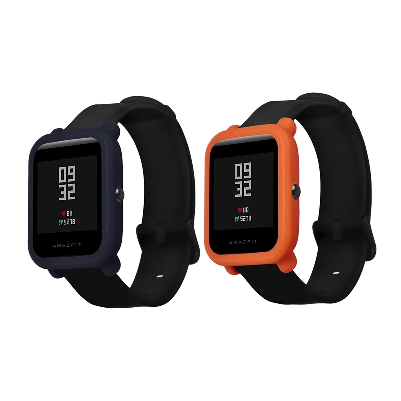 2 шт Мягкий силиконовый Полный Чехол для Huami Amazfit Bip Youth Watch Чехол-оранжевый и