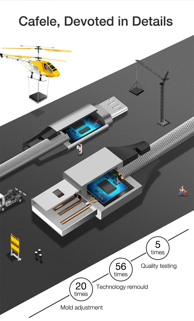 Cafele Micro USB кабель для Xiaomi samsung huawei LG быстрое зарядное устройство сплав Разъем для Android мобильного телефона usb зарядный шнур