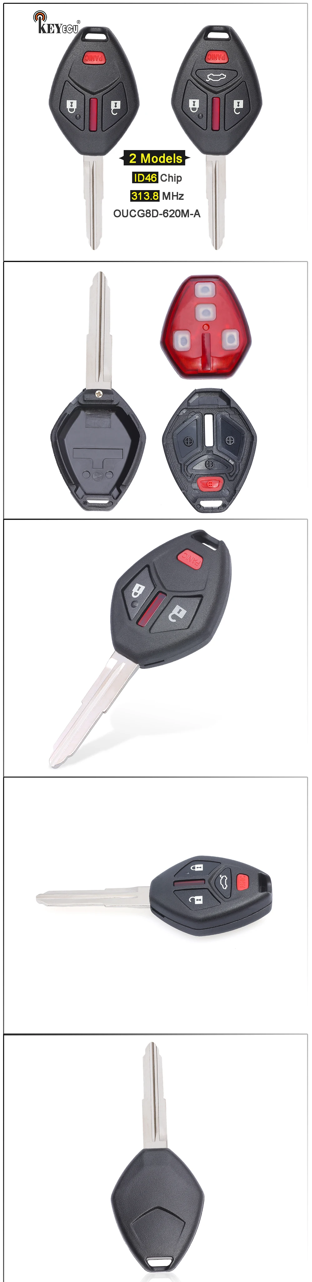 Keyforkess 313.8MHz ID46 Chip OUCG8D-620M-A sostituzione 3 1 4 pulsanti chiave remota portachiavi vuoto per Mitsubishi Eclipse Galant Endeavor - Haad247ce63ca441eac6df1c6ba5c8c1fn