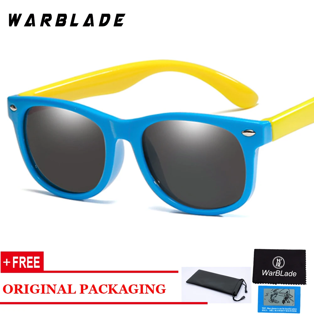 blue yellow WarBlade Модные Детские поляризованные солнцезащитные очки TR90 для мальчиков и девочек Детские солнечные очки силиконовые защитные очки детские очки UV400 Oculos - Цвет линз: blue yellow
