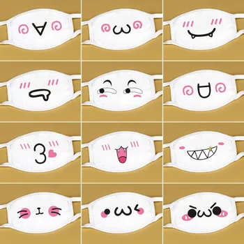 

Cute Korean Pop Anime Mouth Mask Cotton fabric Mask Cartoon Pattern Dustproof Cotton Anti Dust Face Mask Reusable White Mask