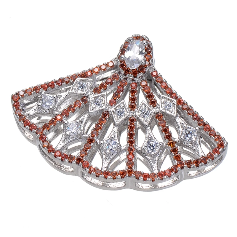 White Gold Red Juya DIY аксессуары поставки кубического циркония плавающий секторный соединитель подвески для женщин натуральные камни жемчуг Изготовление ювелирных изделий - Цвет: White Gold Red